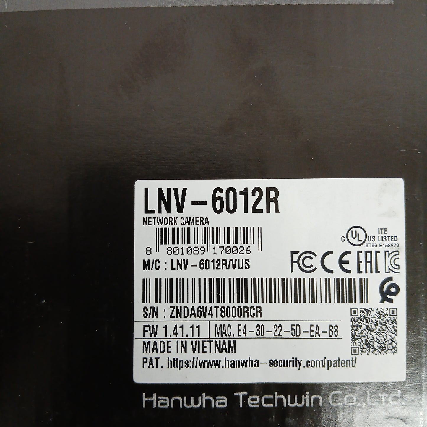 Wisenet Network Camera Network Camera LNV-6012R Unclaimed
