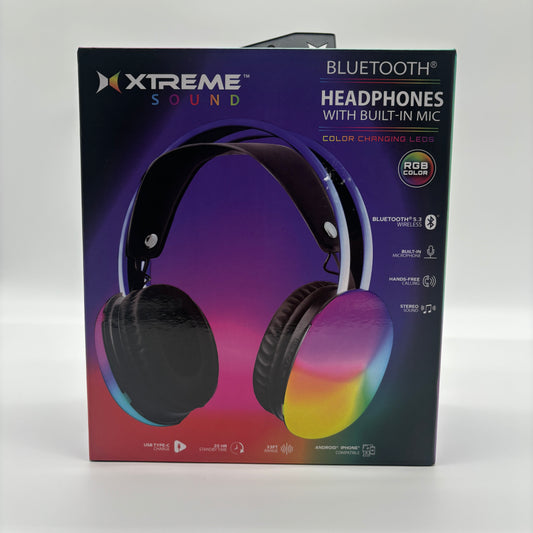 Xtreme Sound Bluetooth Headphone With Hands-Free calling Built-In Mic Color Changing LEDS