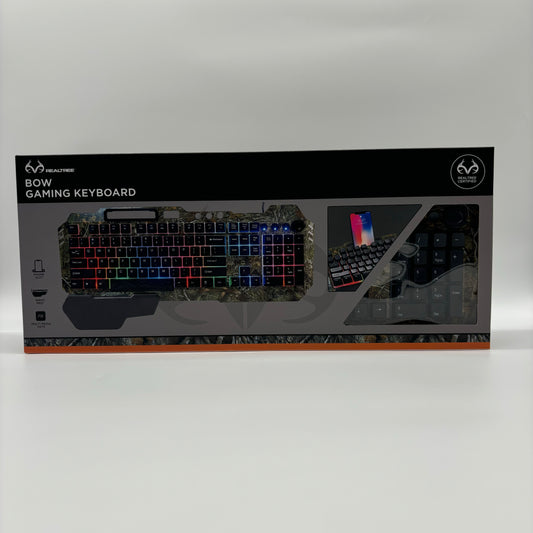 REALTREE BOW GAMING KEEYBOARD PHONE SLOT,WRIST REST,MULTI MEDIA KEYS