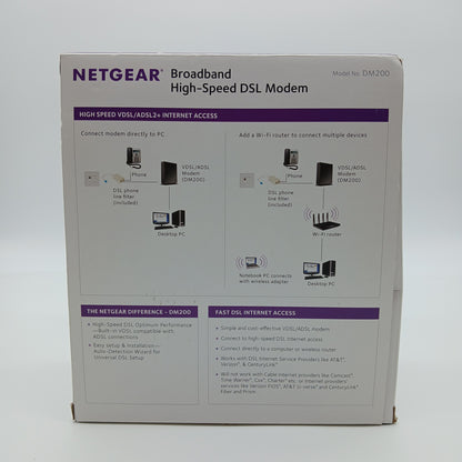 New Open Box NETGEAR Dual Band DM200 Broadband High-Speed DSL Modem