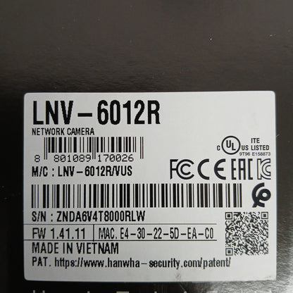 Wisenet Network Camera Network Camera LNV-6012R Unclaimed
