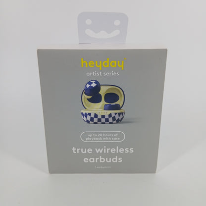 New Heyday True Wireless Wireless Bluetooth Earbuds Blue & White Plaid