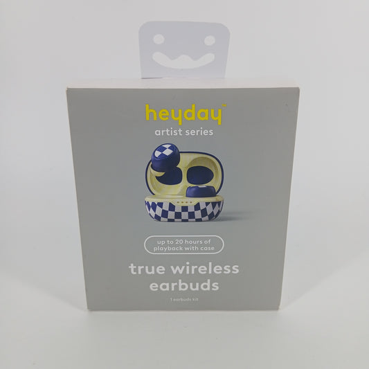 New Heyday True Wireless Wireless Bluetooth Earbuds Blue & White Plaid