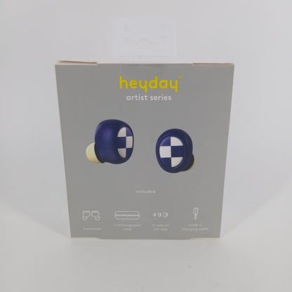 New Heyday True Wireless Wireless Bluetooth Earbuds Blue & White Plaid